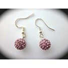 Auskarai shamballa su Swarovski kristalais - šviesiai rožiniai
